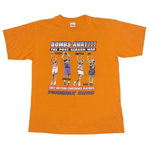 Vintage 1997 Playoffs NBA Phoenix Suns Bombs Away T-Shirt XL Murina tag Rare